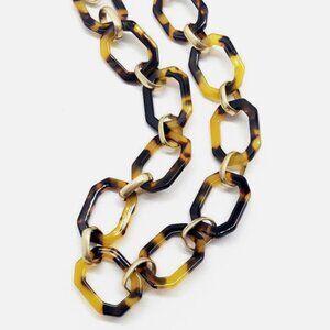 J.Crew Tortoise Shell Necklace Gold Tone Link Chain